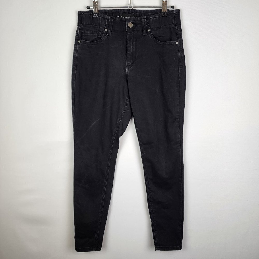 Absolutely Famous Womens Magic Waistband Skinny Jeans Black Size 6